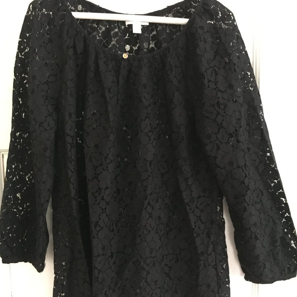CHARTER CLUB Summer Black Lace Top